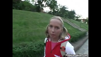 Public Invasion Blonde Blowjob