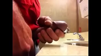 Amateur Stroking In Public Restroom