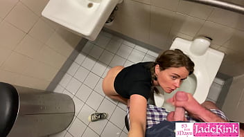 Blowing His Big Cock In The Public Toilet