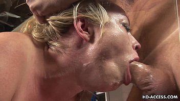 Bondaged Blonde Hanging With Nipple Weights Sucking Cock Getting Her Ass And Pussy Fucked In The Dungeon