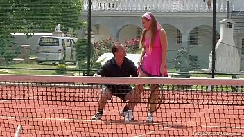 Horny Couple Feeling Kinky Fuck Right On The Outdoor Tennis Court