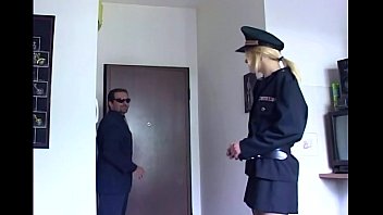 Skinny Blonde In Uniform And Black Thigh High Stockings Fucking