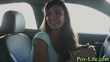 Brunette Amateur Sucking And Riding Dick In The Backseat