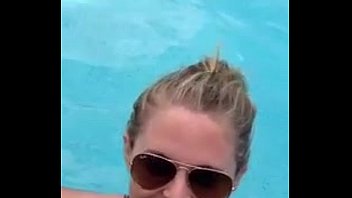 Slutty Blond Feels Herself In The Pool