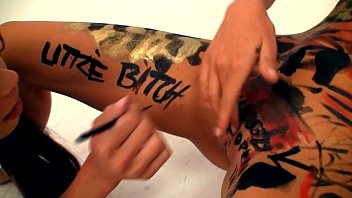 Horny Lesbian Sluts Roll Around And Fuck With Paint