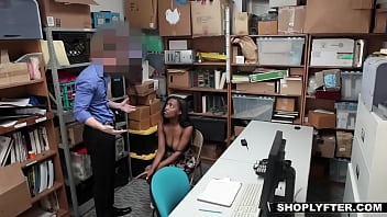 Sexy Black Ebony Teen Shoplifter Scarlett Bloom Fucks Security Guard After Caught Putting Jewelry In Halloween Bag