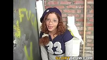 Redheaded Teen Christine Blowing Total Strangers In The Local Gloryhole