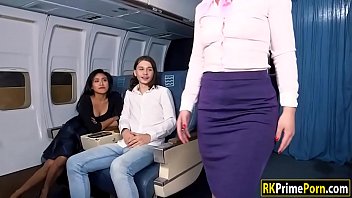 Big-Tit Brunette French Flight Attendant Fucks Husbands Hard Dick