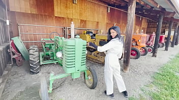 Whore Pumped Outdoor On A Tractor