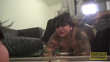 Tattooed Submissive Dildoed By Wild Domina