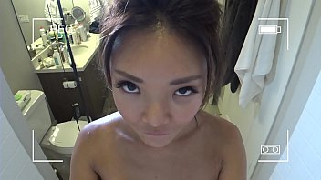 Asian Blowing On Dildo