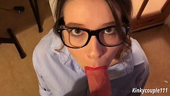 Nerdy Girl Fingers Her Ass And Sucks Dick