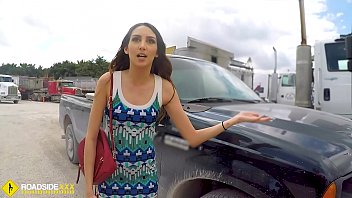 Skinny Teen Fucks Two Cocks Outside On A Car