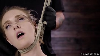 Restrained With Ropes Brunette Fucked