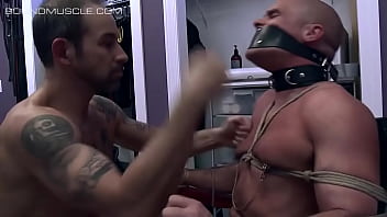 Gay Model Bound In Ropes Using His Mouth And Ass To Please Brutal Master In Leather Pants