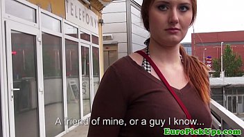 European Redheaded Fucked And Taking Facial In Public