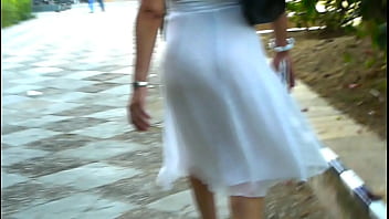 Aya Walking Around With Ripped Up Skirt Near Road