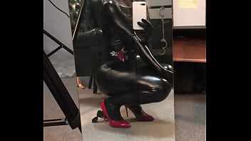 Leather gloved femdom