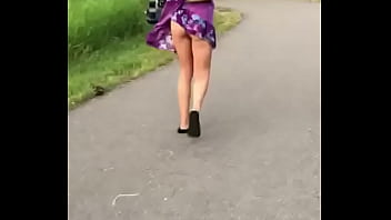 Short skirt bent over