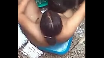 Desi outdoor bath video