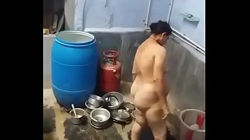 Indian aunty bathing