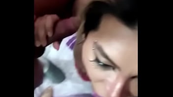 Trans cumming in mouth