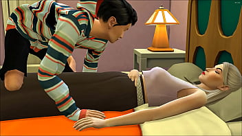 O filho e a mãe se pega na cama
