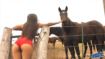 Naked women riding horses