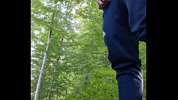 Peeing in woods