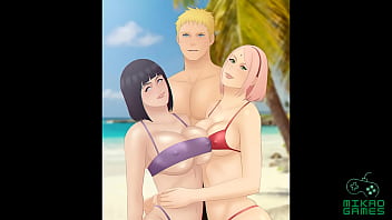 Threesome beach porn