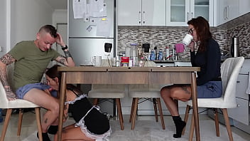 Blowjob under table