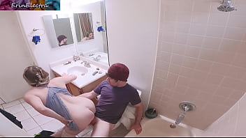 Japanese mom and son in bathroom